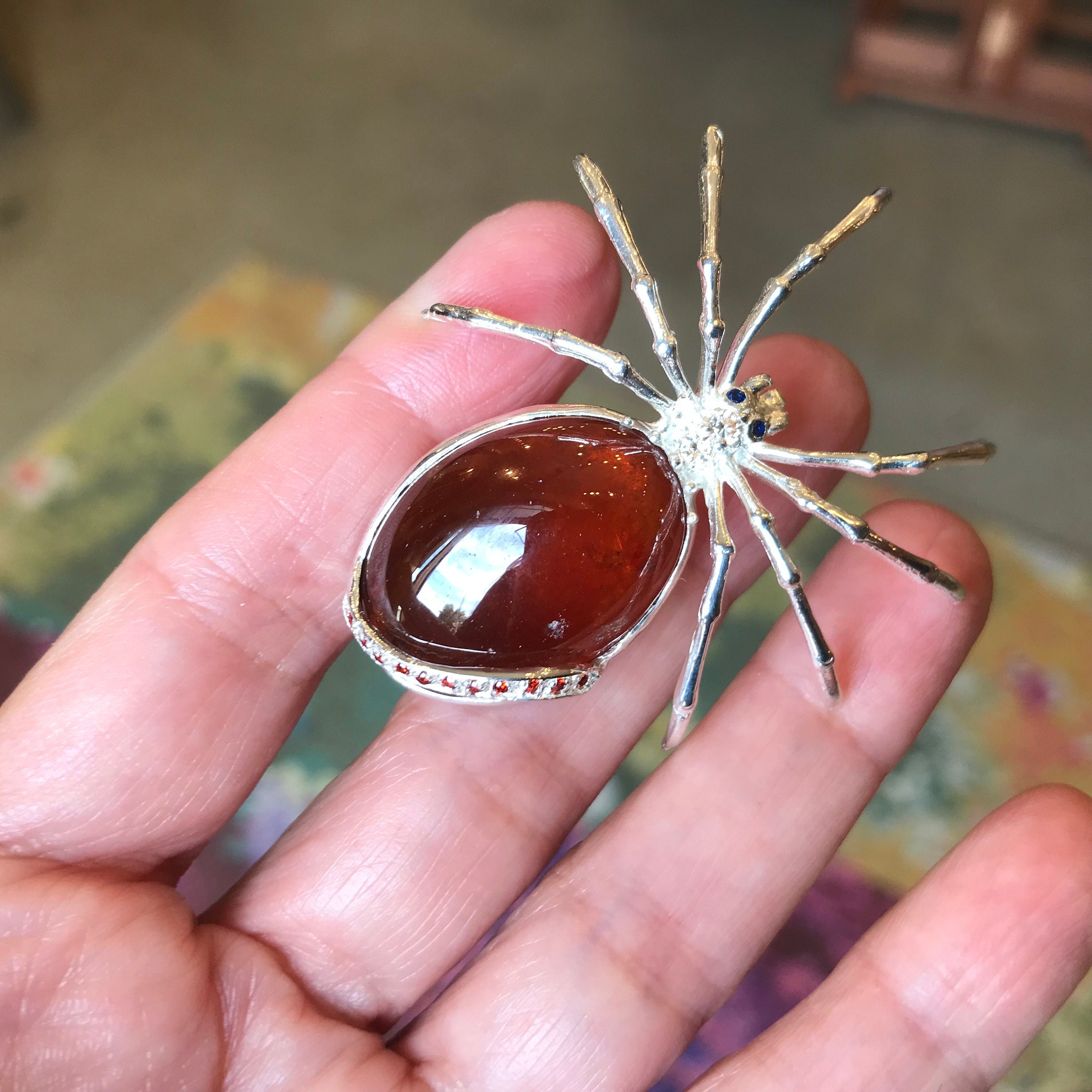 Gold & Red Spider Pin