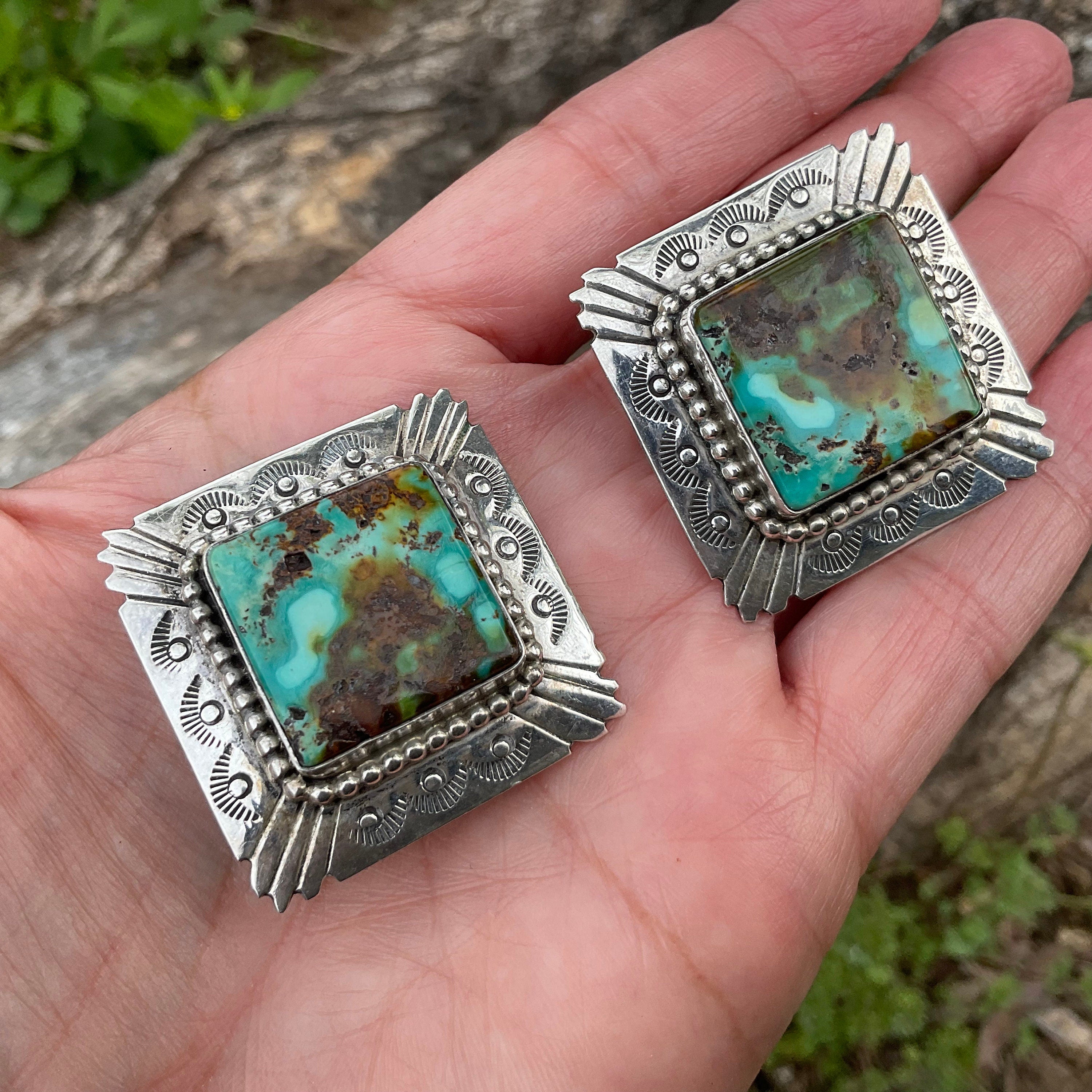 Turquoise statement stud store earrings