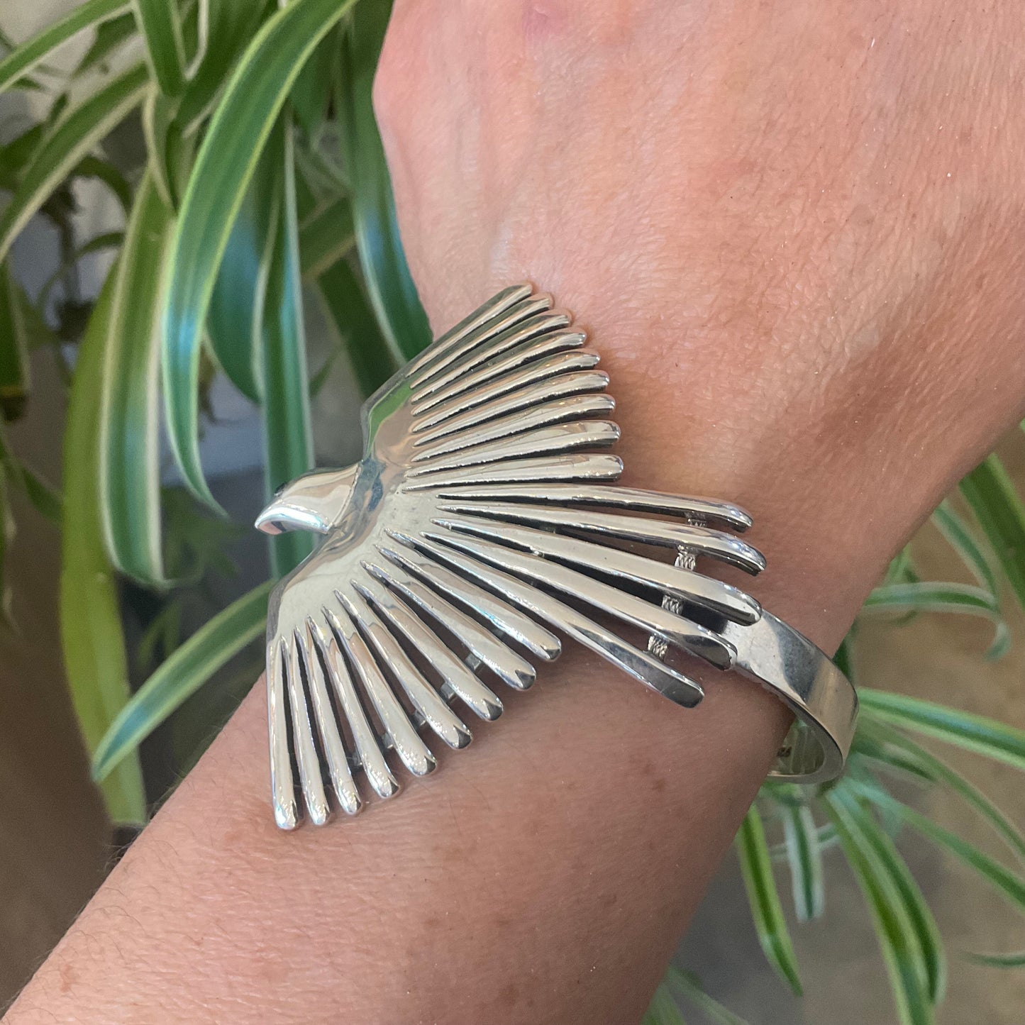 sterling silver Phoenix bird bracelet artisan cuff