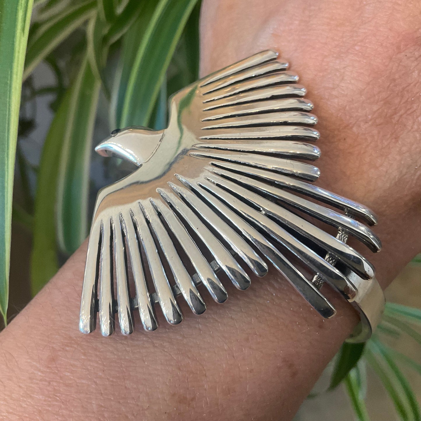 sterling silver Phoenix bird bracelet artisan cuff