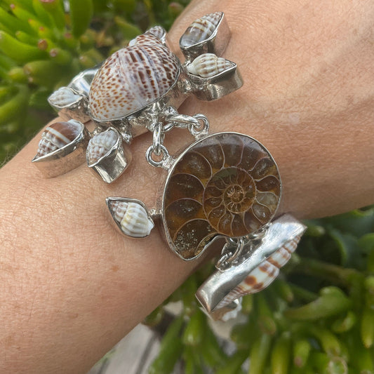 sterling silver statement ammolite shell Bracelet