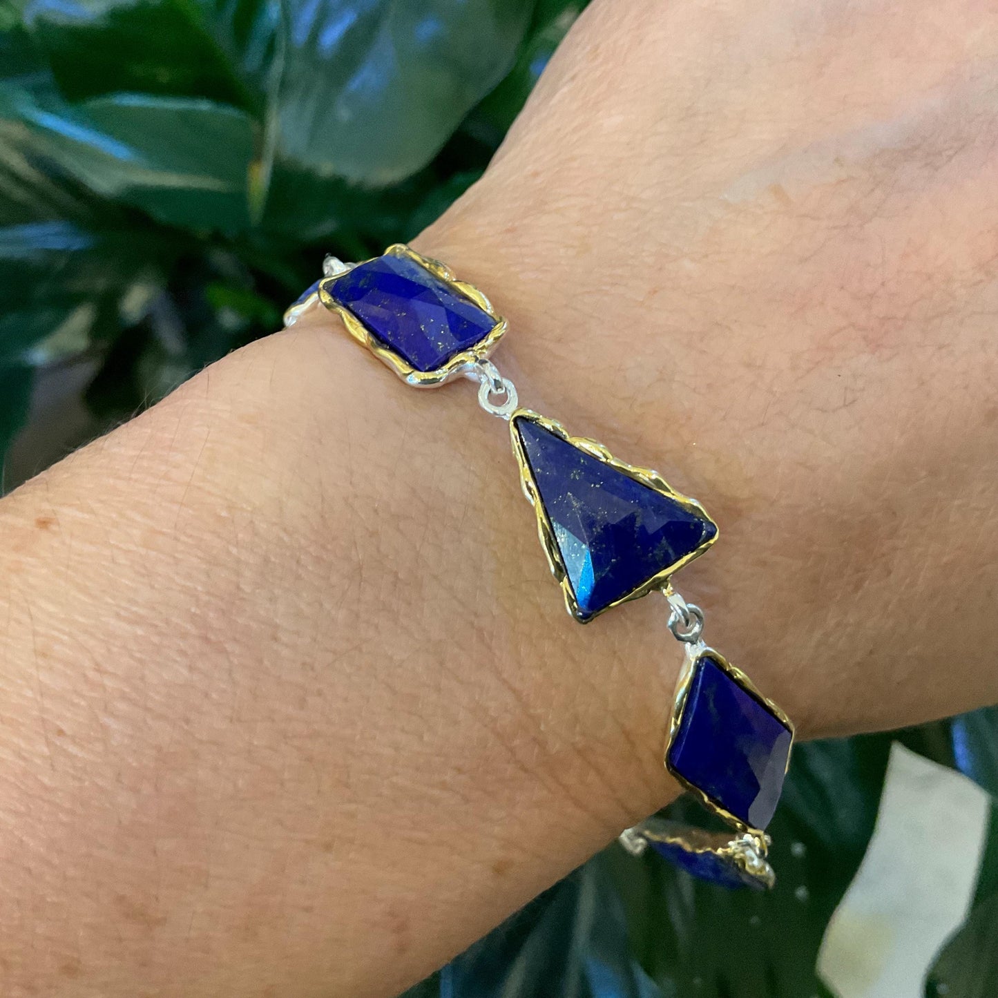 925 sterling silver Natural Lapis Lazuli Bracelet artisan handmade