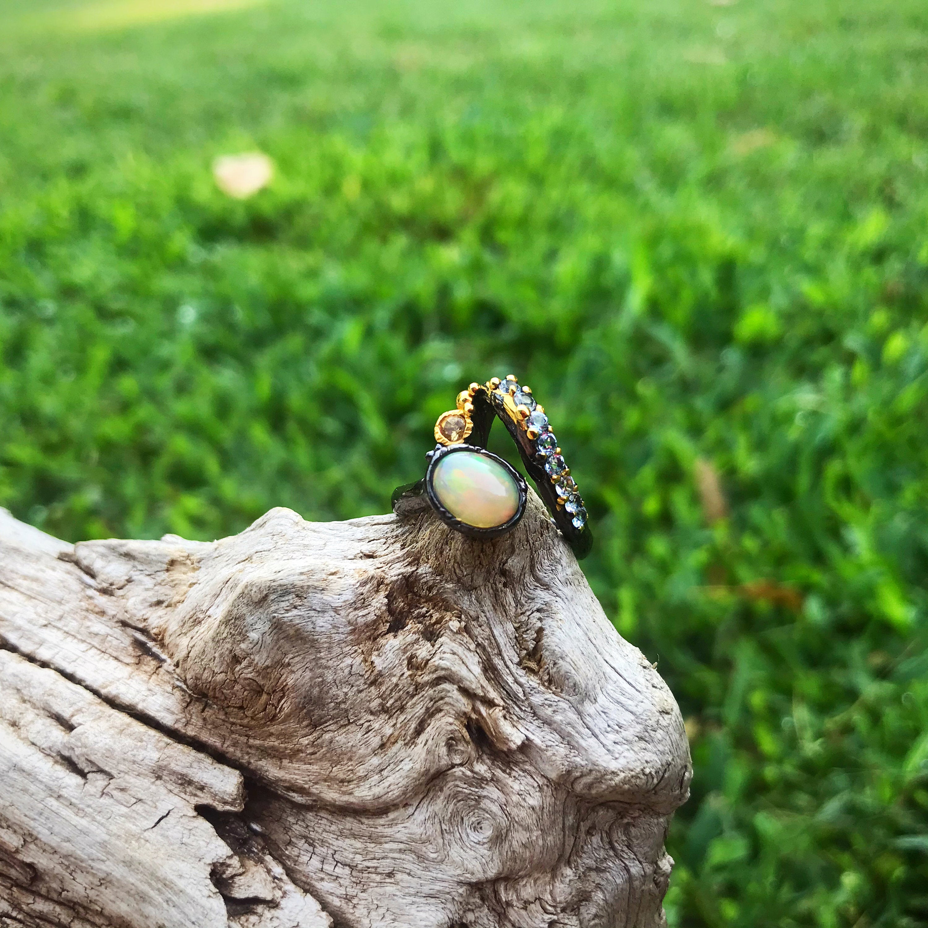 Modernist Sterling Silver deals 925 Natural Colorful Fiery Opal Ring Size 6 1/2 6.5