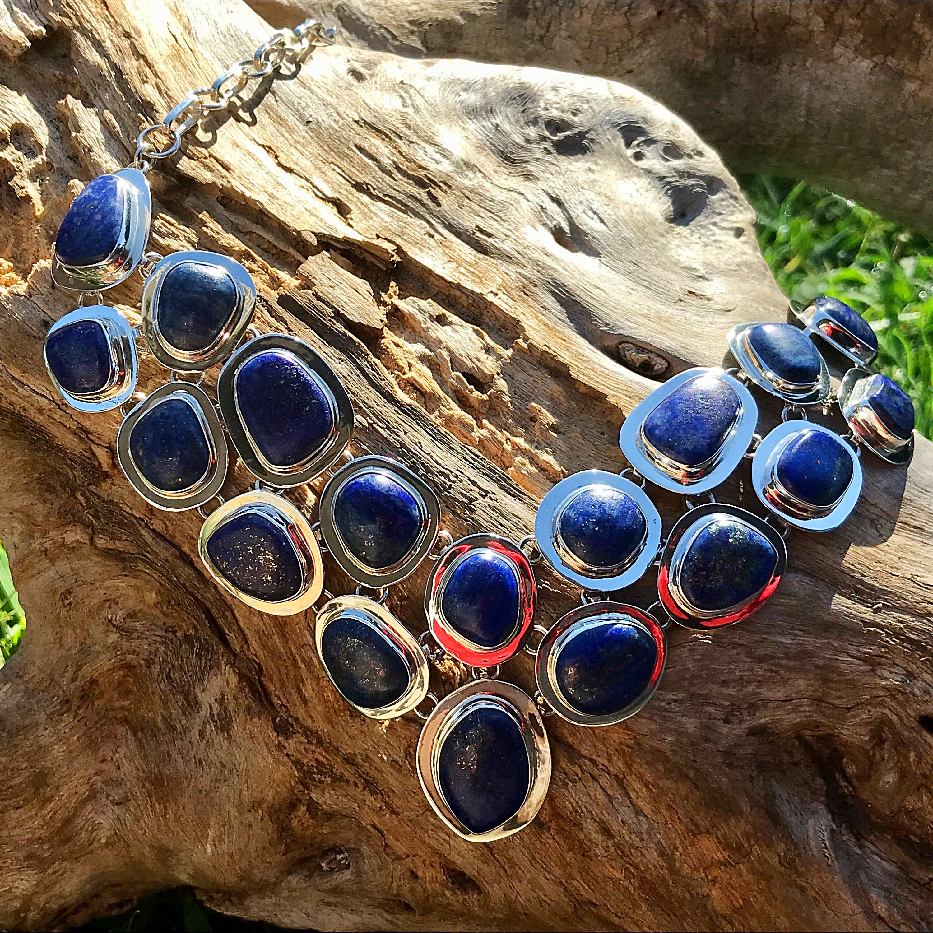 Lapis lazuli hot sale silver necklace