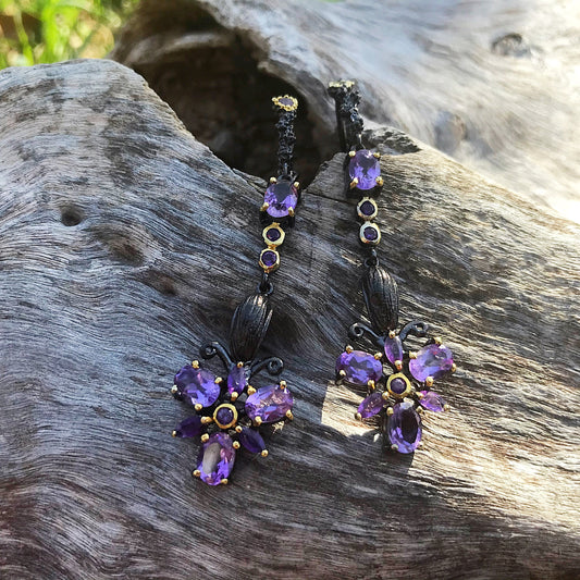 Sterling silver amethyst dangle earrings