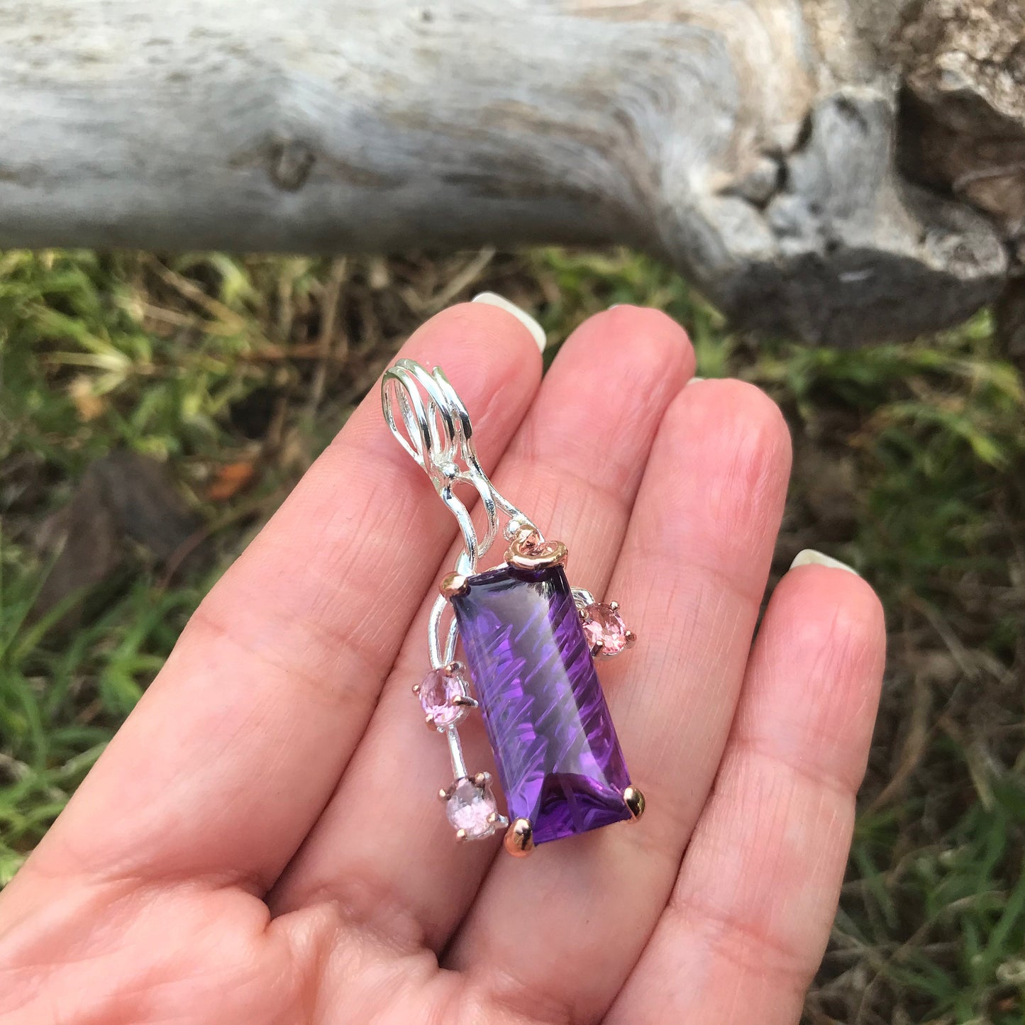 sterling silver Amethyst  pendant for necklace