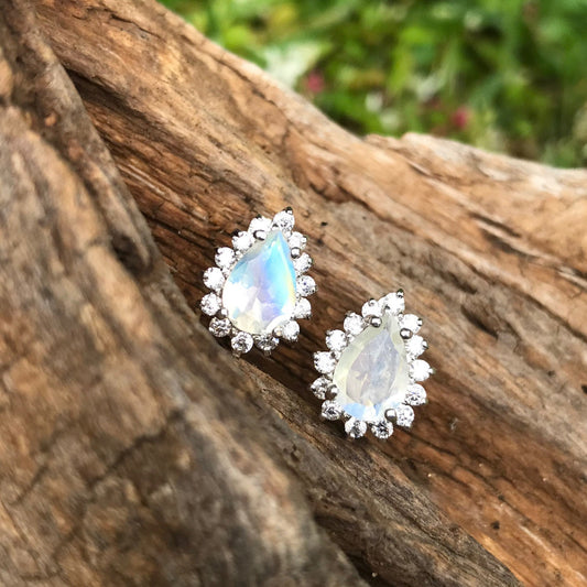 sterling silver Fire natural opal Stud earrings