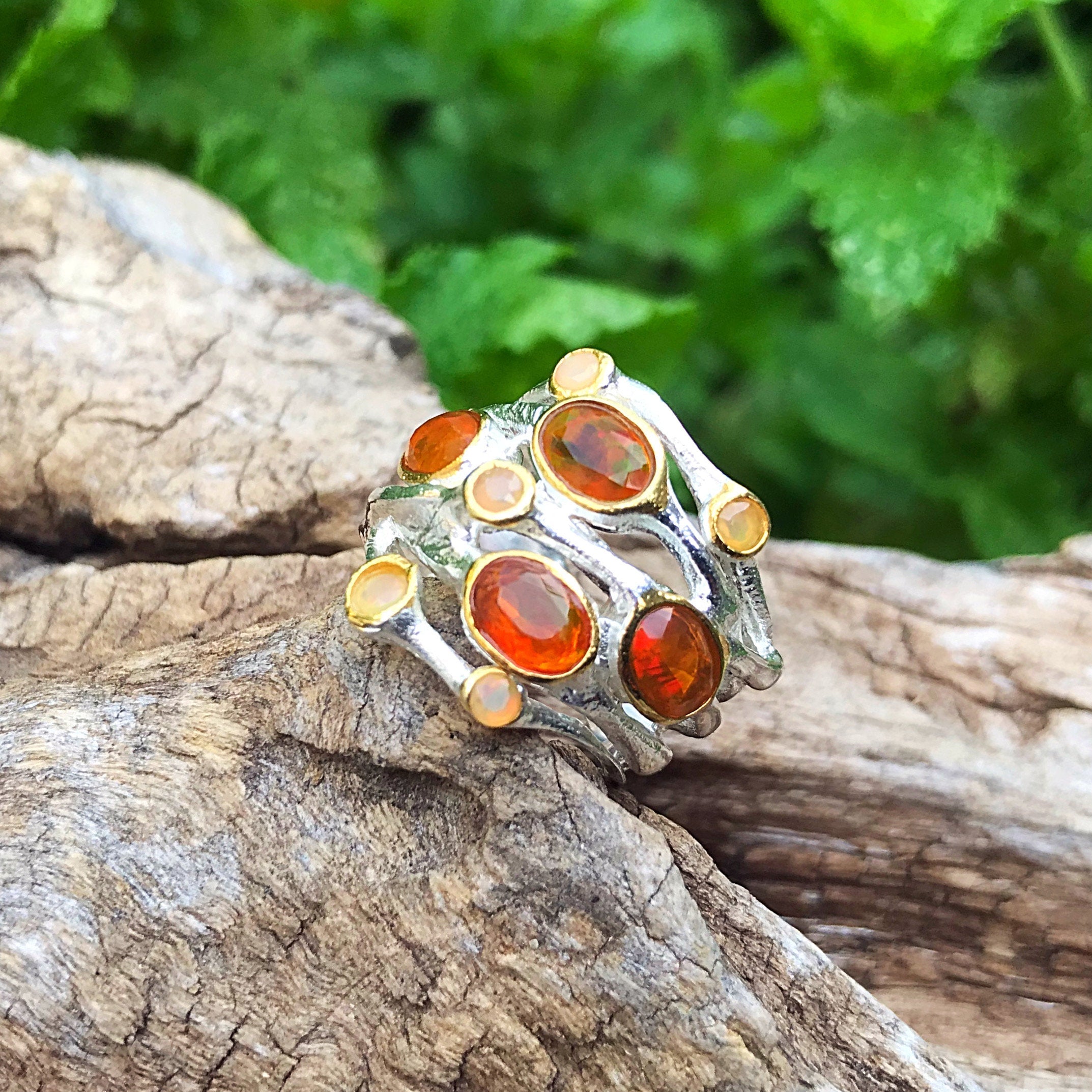 sterling silver Natural Orange opal ring 5 – Colors Of Etnika