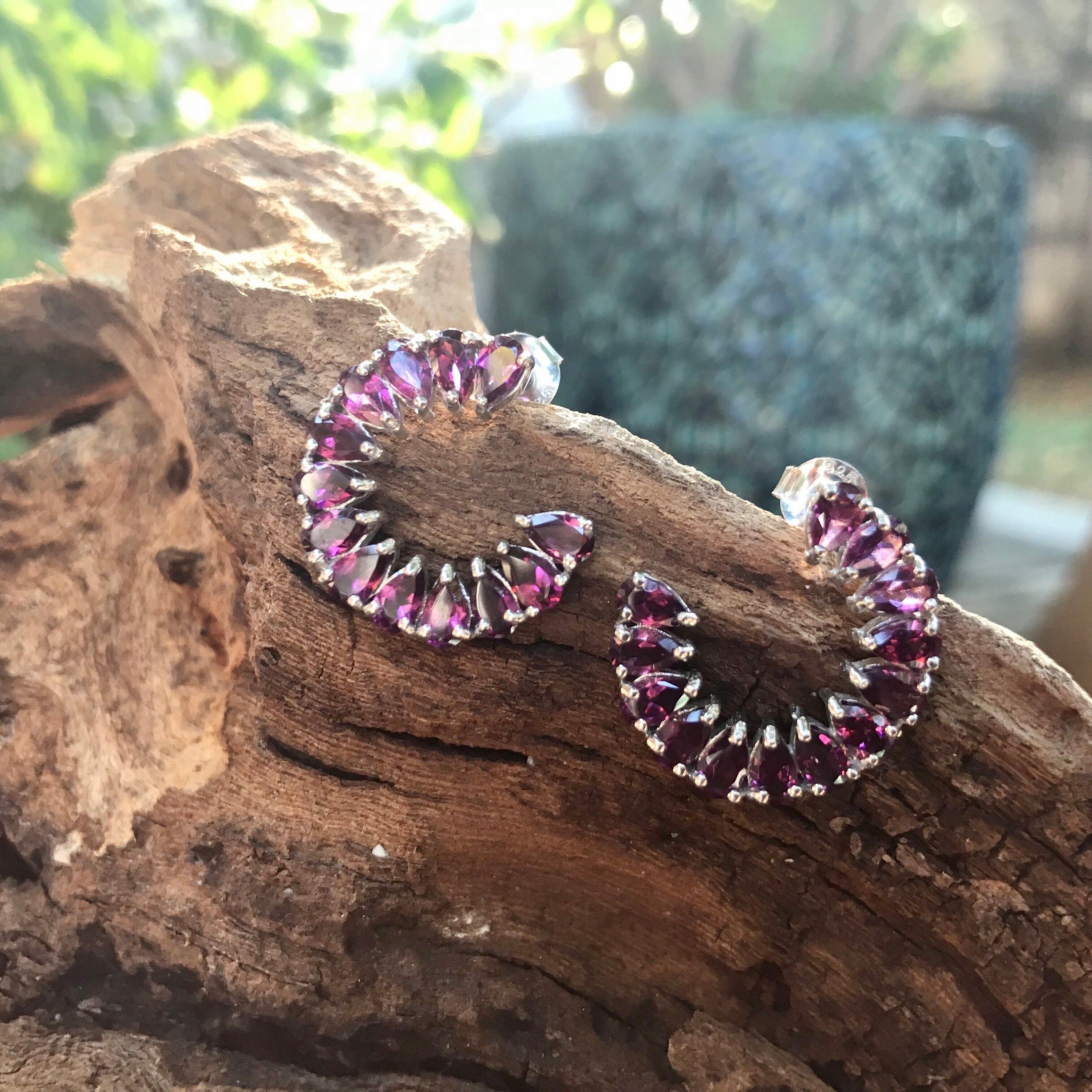 Natural outlet Rhodolite Garnet Sterling Silver Classic Hoop Earrings, Rhodolite Garnet Hoop Earrings, Rhodolite Garnet Gemstone Earrings Jewelry