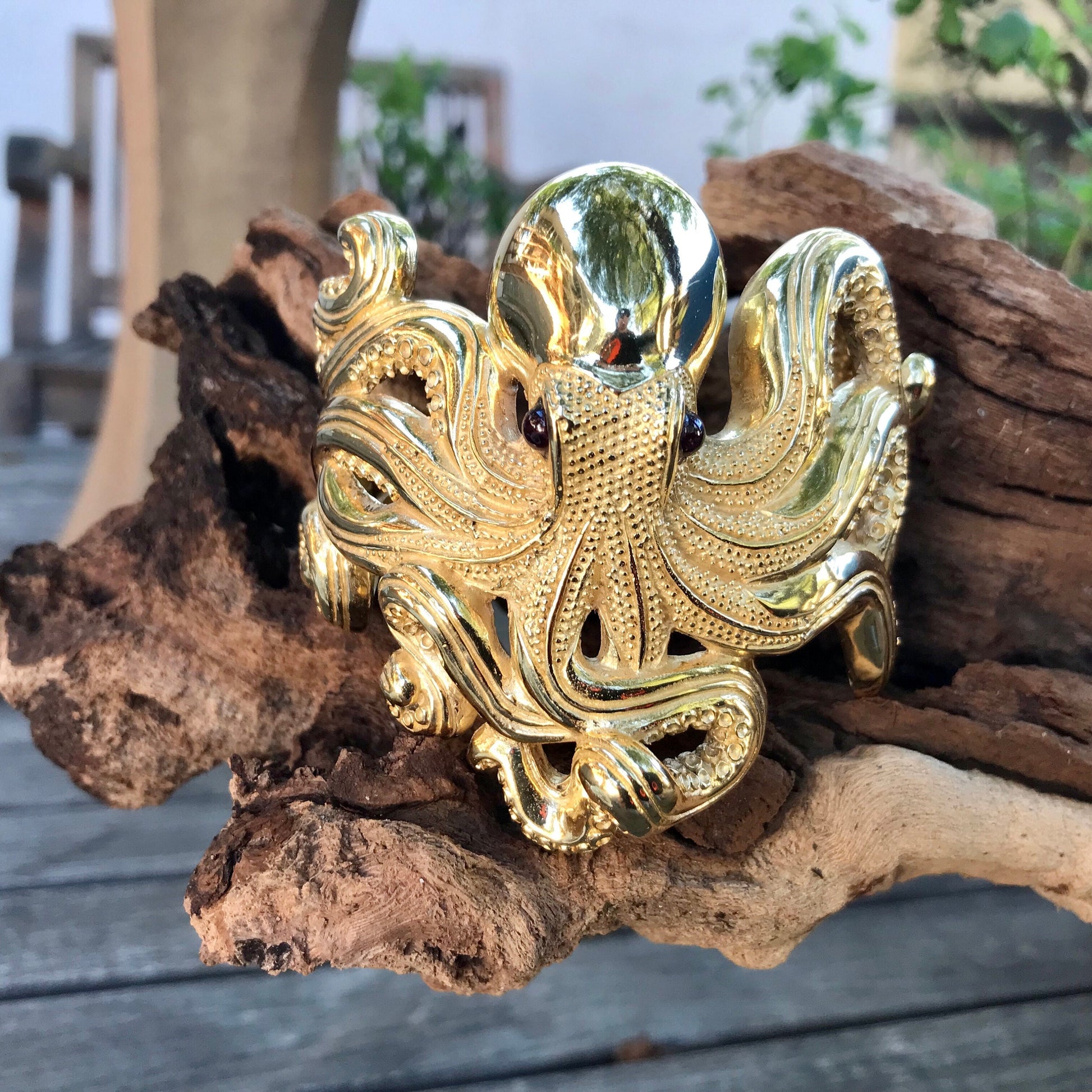 Octopus Patina Brass Cuff Bracelet