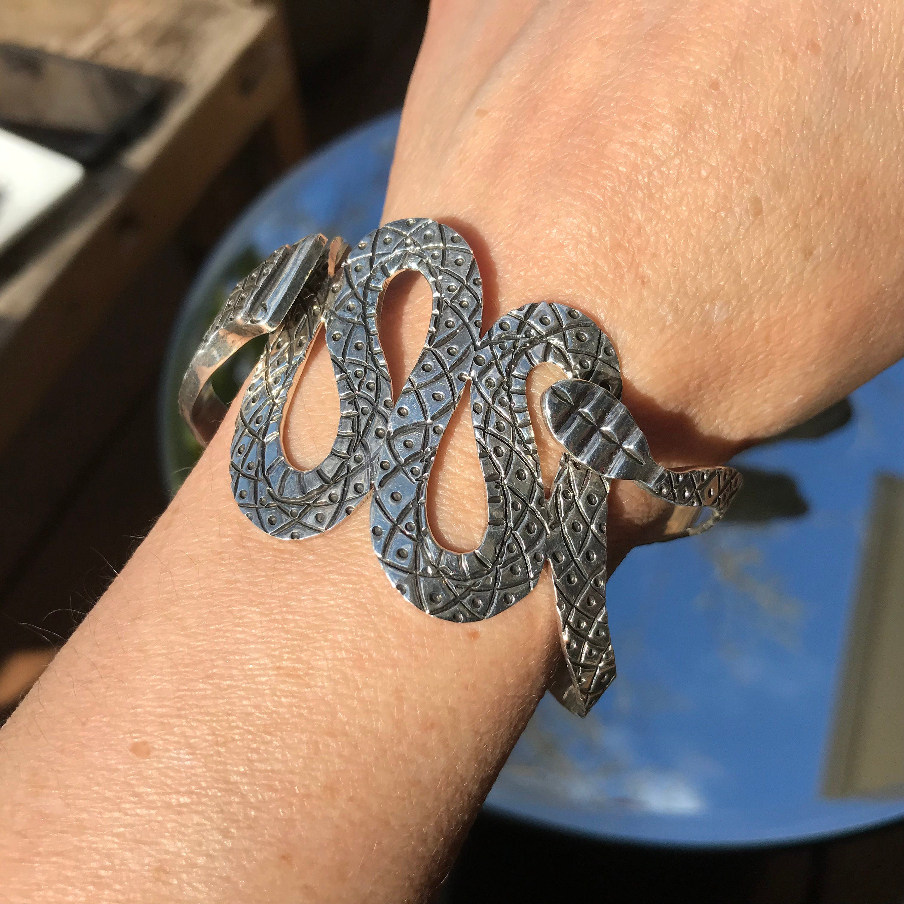 Medea Double Snake Cuff with lapis lazuli — Eilisain Jewelry