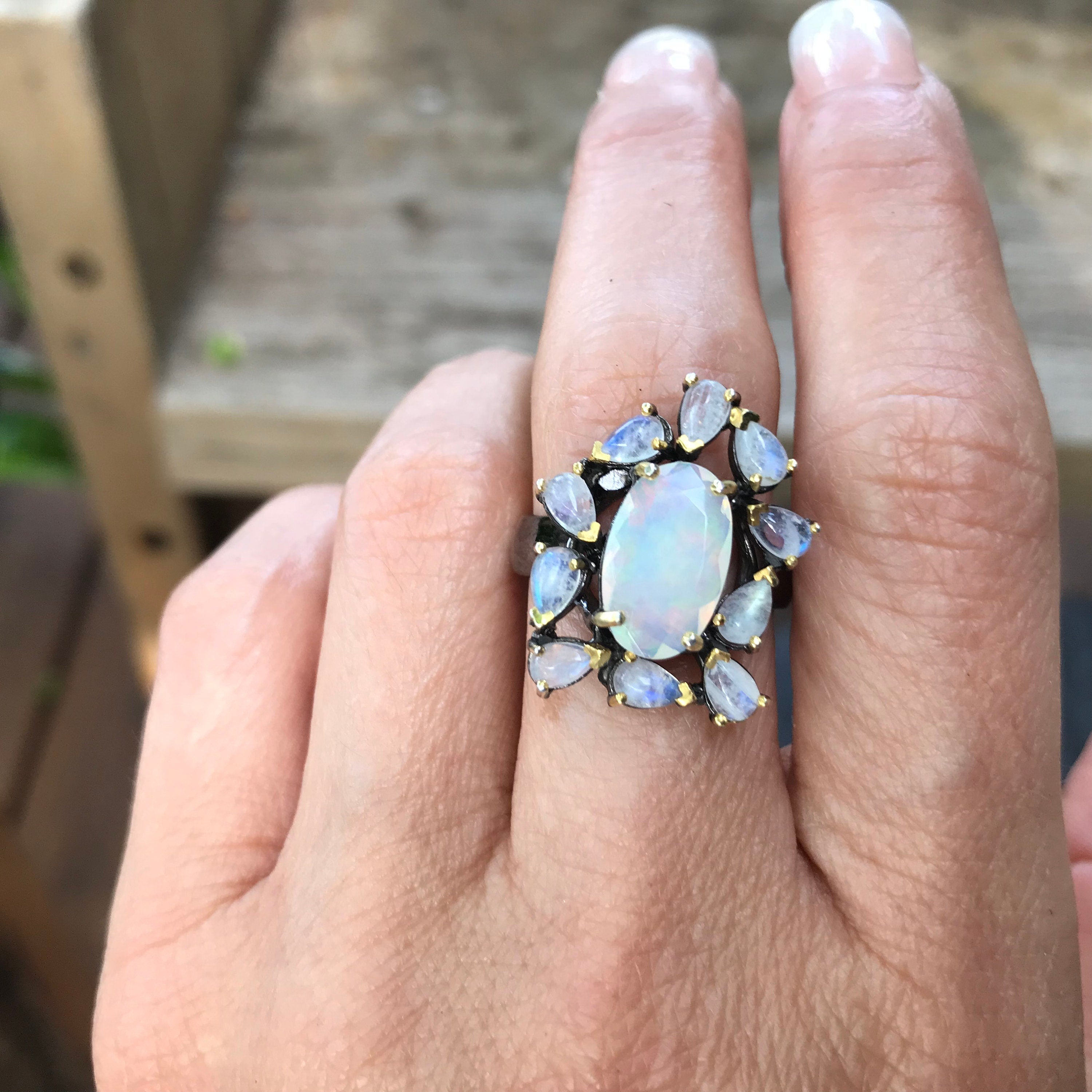 Opal and on sale moonstone ring