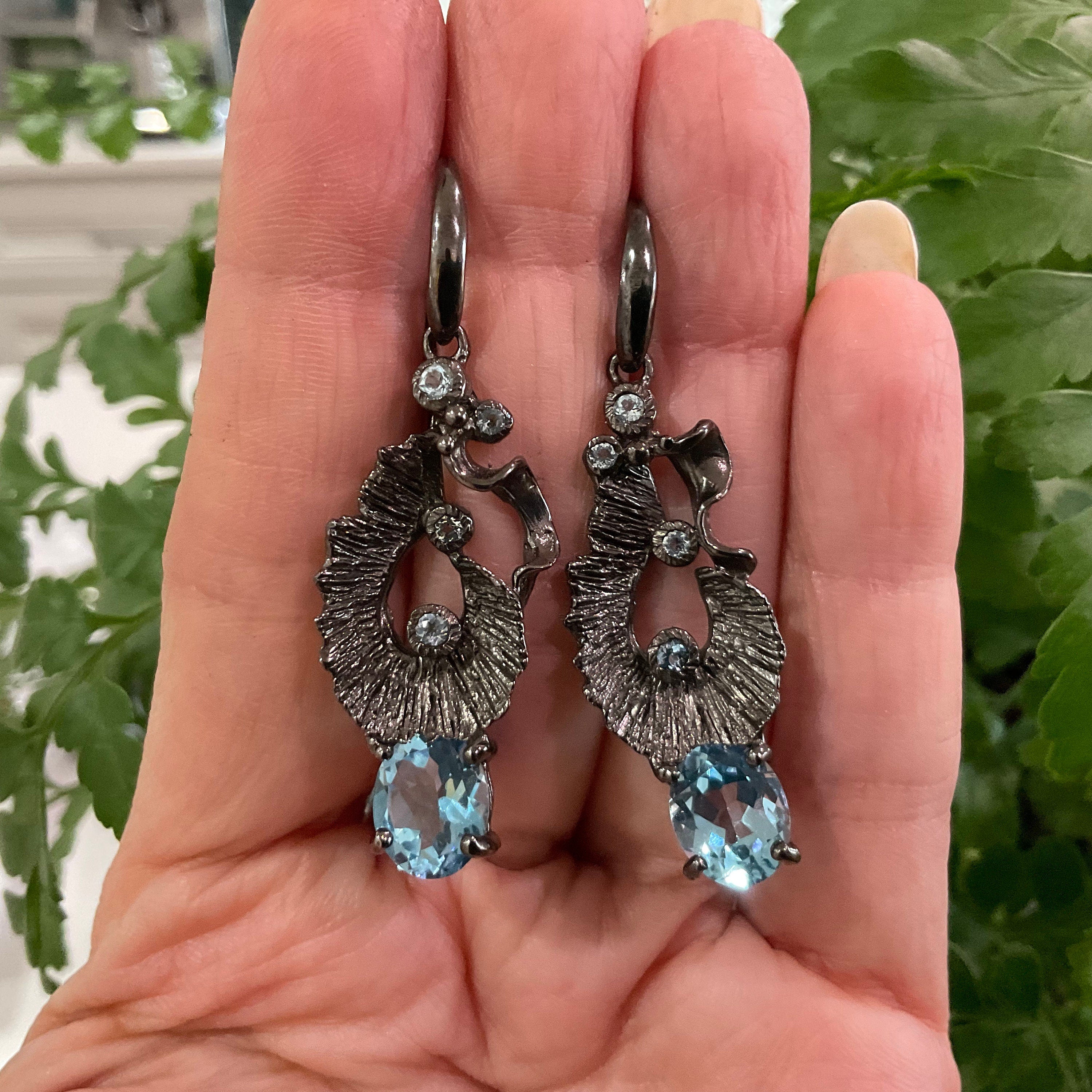 Blue Topaz earrings birthstone earrings Handmade Sterling Silver outlet Earrings Dainty Earrings with Secure Lever Backs; Made by Balinese Artisans