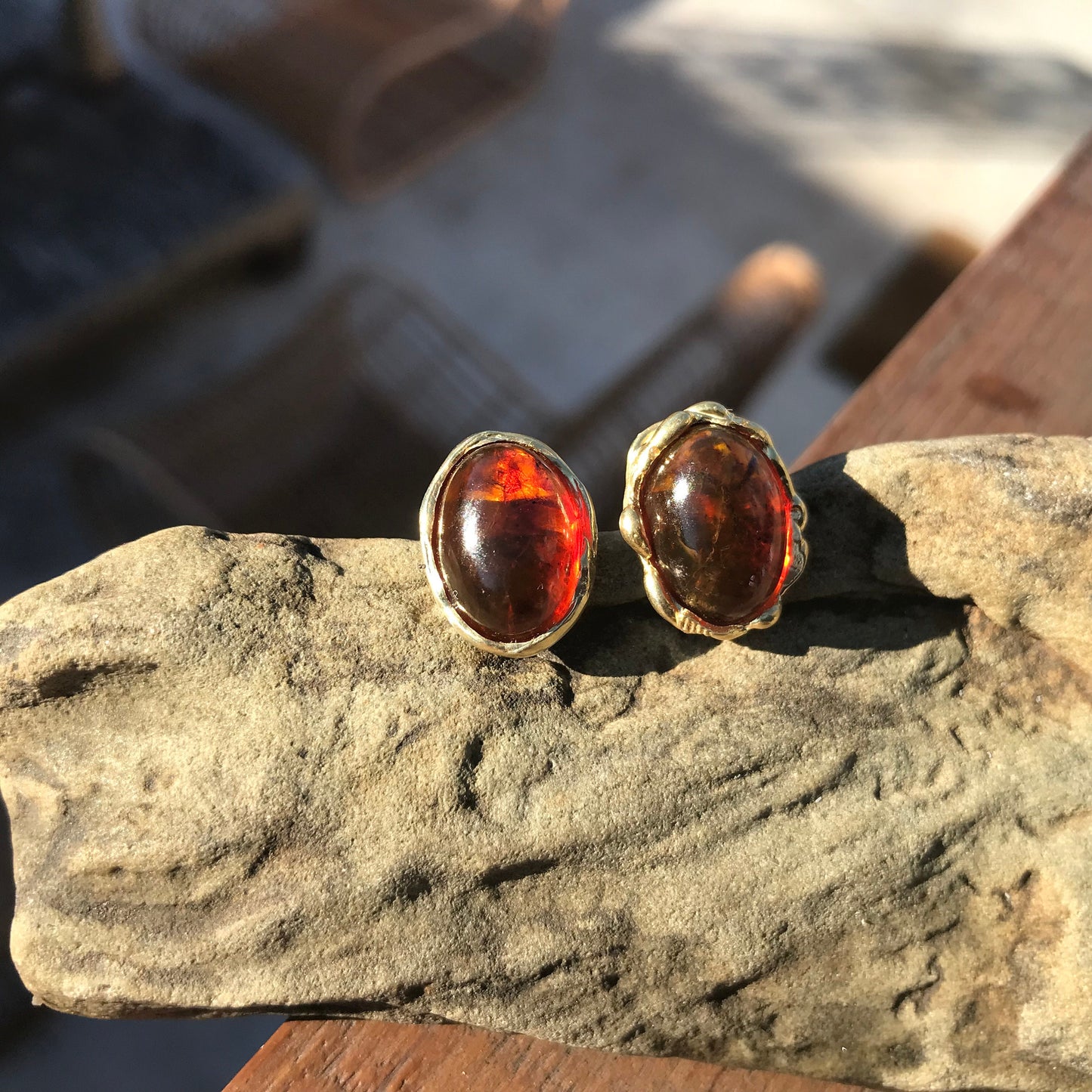 Natural  Amber handmade stud Earrings