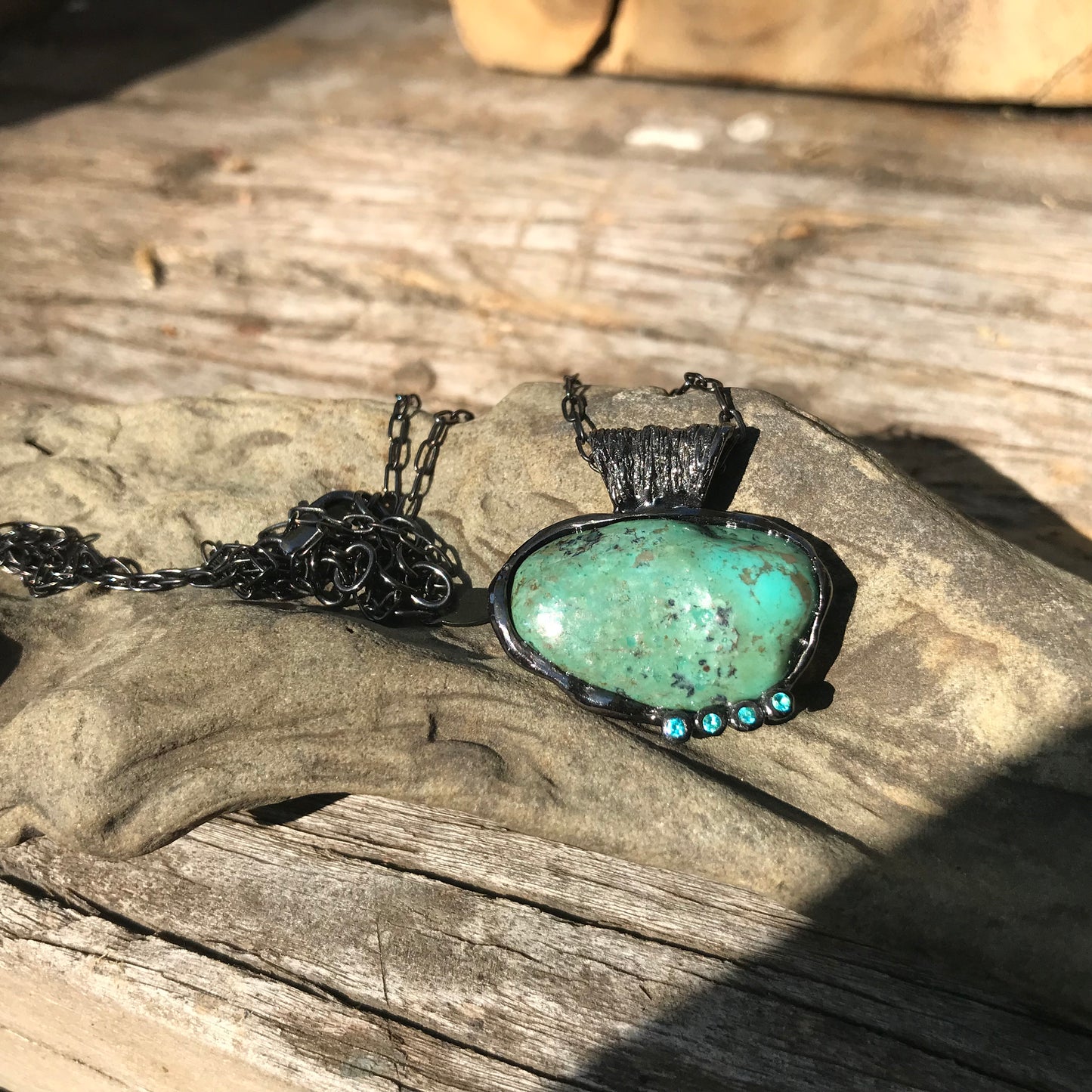 Natural Turquoise  19” Sterling silver  Necklace