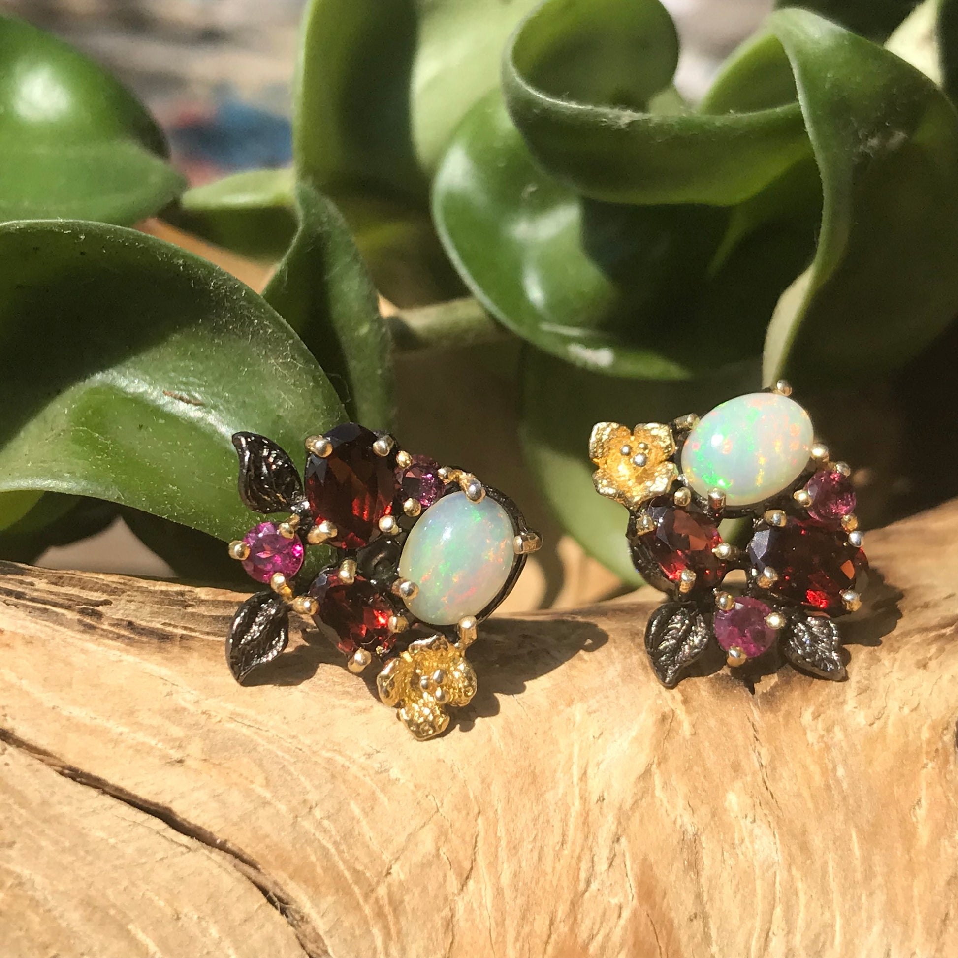 925 Natural Garnet Earring, Rhodolite Garnet Earrings