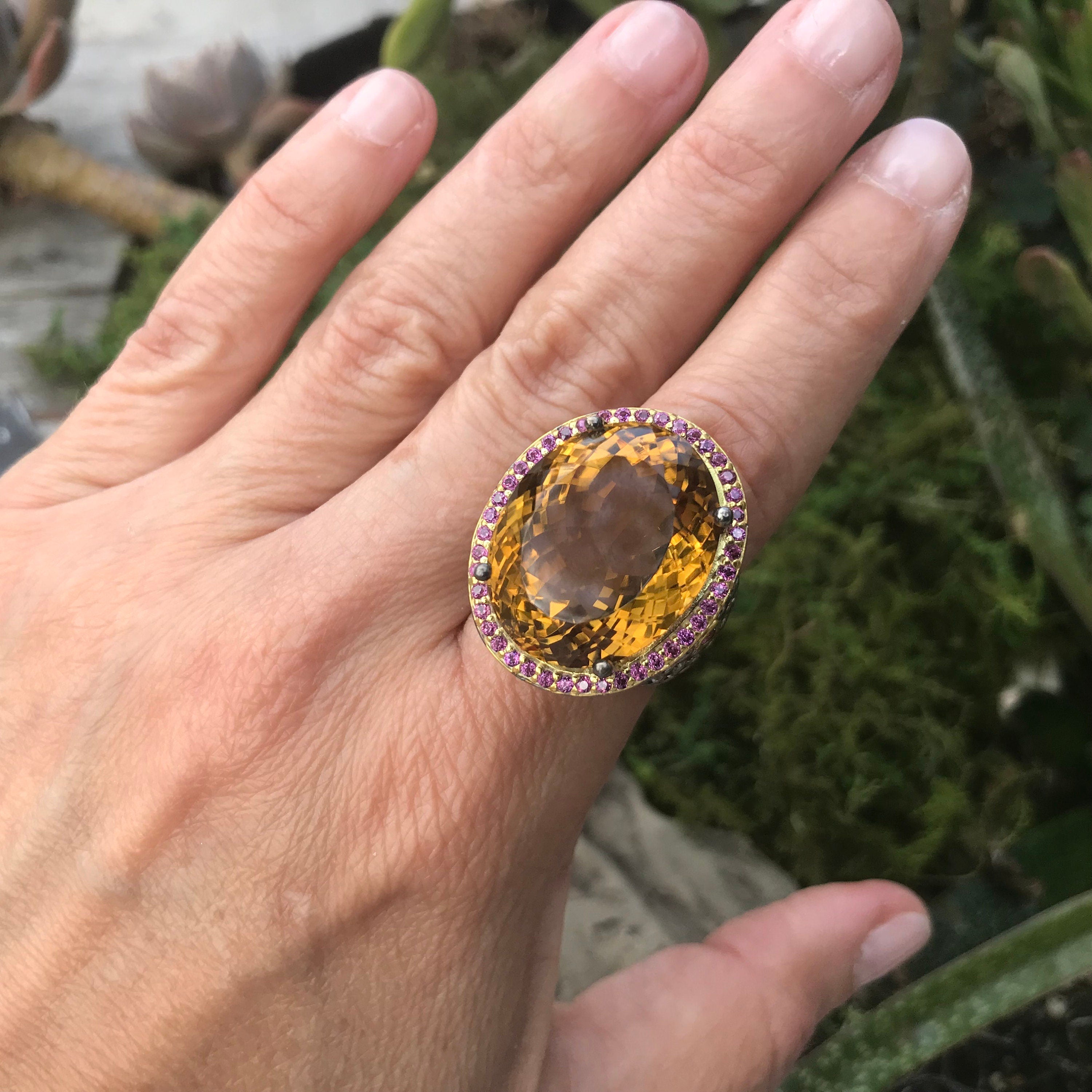 Vintage Modernist Citrine Silver Ring factory