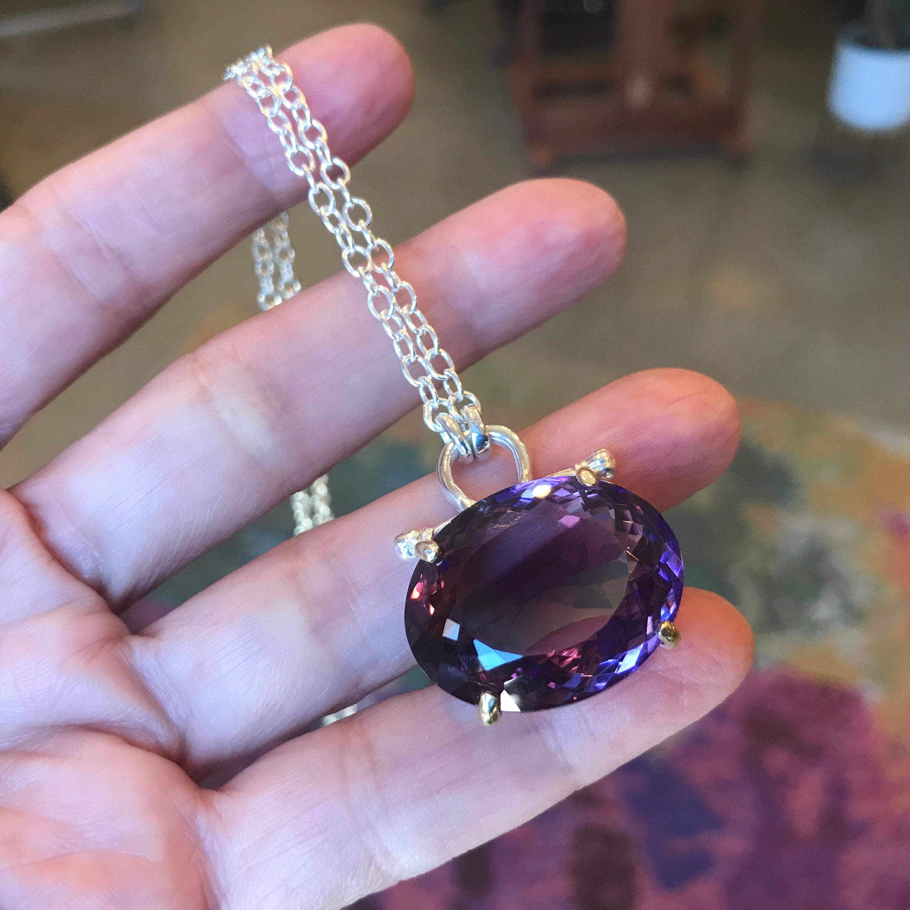 Sterling silver amethyst purchases necklace