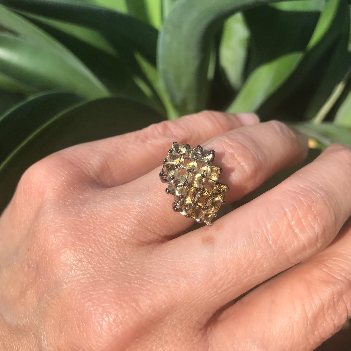 sterling silver natural citrine cluster ring 6