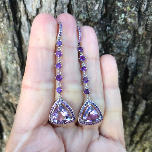 Sterlingsilver amethyst Long fancy earrings